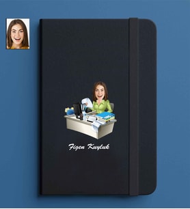 Kişiye Özel Kadın Model 13x21 Siyah Defter-12