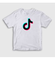 Presmono Unisex Çocuk Beyaz Logo Sosyal Medya Tiktok T-Shirt 485907tt (Beyaz)