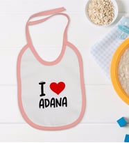 BK Kids I Love Adana Tasarımlı Pembe Bebek Mama Önlüğü - Model 1