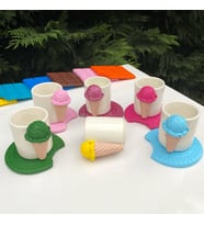 5'Li Rengarenk Tek Top Dondurma El Yapımı Kahve Fincanı