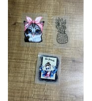 6X5 CM 3 ADET ÜTÜ İLE YAPIŞAN KEDİ ANANAS KIZ GÖRSELLİ ARMA TRANSFER BASKI