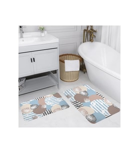 Rovigo Home Dijital Baskılı 2'li Banyo paspas Takımı RVG5088 (Mavi)