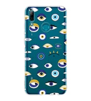 PrintiFy Huawei P Smart 2019 ile Uyumlu 1mm Slim Fit Nazar Boncuğu 2 Baskılı Şeffaf  Kılıf
