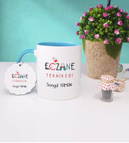Eczane Teknikeri Kupa Bardak Mavi ve Anahtarlık