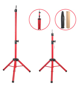 Kuaför Eğitim Mankeni İçin Metal Tripod / Kırmızı + Taşıma Çantası