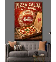 İtalyan Usulü Pizza İlanı Görseli Dekoratif Kanvas - Mdf Ahşap Tablo