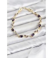 Pirinç Gold Renk Mor Zirkon Taşlı Çiçek Model Kadın Bileklik 5886 - SSSSSS5192-3753