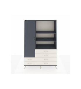 Hyperion Dolap 7 Raflı 6 Çekmeceli Tek Kapaklı  132x44x195 Antrasit-Antrasit/Aytaşı