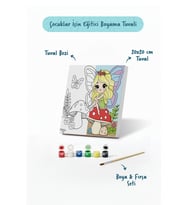 Peri Kızı Temalı Çocuk Boyama Tuvali – Şövalesiz Eğitici Boyama Seti 20x20 cm