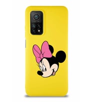 Xiaomi Mi 10T Soft Premier Kapak Minnie Mouse-B Tasarımlı Silikon Kılıf - Sarı (Şeffaf)