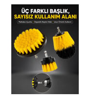 Mey İthalat® Banyo ve Mutfak İçin Matkap Ucu Temizlik Fırçası 3’lü Set