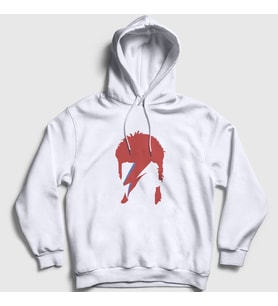 Presmono Unisex Beyaz Lightning Yıldırım David Bowie Kapüşonlu Sweatshirt 302027tt
