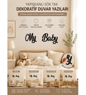 My Baby Duvar Yazısı Bebek Odası Dekorasyonu Yapışkanlı Dekoratif Duvar Süsü Çocuk Odası Dekoru