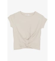 Breeze Kız Çocuk Crop Tişört Çapraz Detaylı 9-14 Yaş, Bej