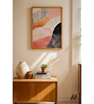 Pastel Soyut Manzara, Ahşap Çerçeveli Duvar Tablosu - Modern Ev Dekorasyonu