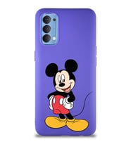 Oppo Reno 4 Soft Premier Kapak Mickey Mouse-E Tasarımlı Silikon Kılıf - Mor (Şeffaf)