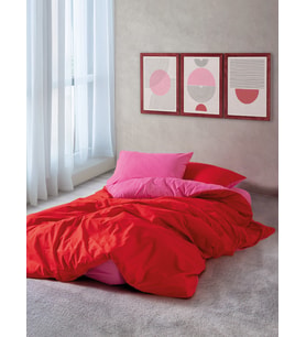 Cozy Home Popping Colors Tek Kişilik Lastikli Çarşaflı Nevresim Takımı Sage Kırmızı-Fuşya