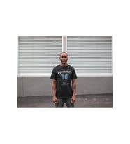 Unisex Bisiklet Yaka Baskılı Oversize T-Shirt - Siyah