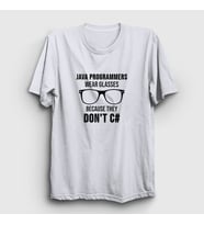 Presmono Unisex Beyaz Glasses Developer Yazılımcı T-Shirt 333928tt (Beyaz)
