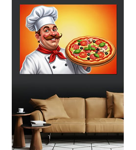 Aşçı Pizza İtalyan Mutfağı Dekoratif Kanvas - Mdf Ahşap Tablo