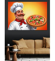 Aşçı Pizza İtalyan Mutfağı Dekoratif Kanvas - Mdf Ahşap Tablo