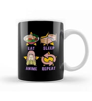 Cute Eat Sleep Anime Repeat Funny Anime Obsessed Kupa Bardak Porselen