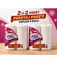 Dolce Çift Katlı Kağıt Havlu 2'Li Rulo 2 Paket Yüksek Emicili Çok Amaçlı Kağıt Havlu