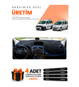 RENAULT KANGOO 3 (2010-2018) Uyumlu Torpido Koruma Örtüsü Oto Kılıfı - Siyah Mavi