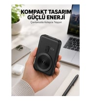 Mey İthalat® Manyetik Kablosuz Powerbank 22.5W Hızlı Şarj LCD Göstergeli Yeni Nesil