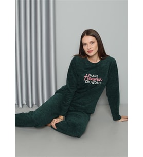 Akbeniz Welsoft Polar Kadın Pijama Takımı 8516 (Petrol)