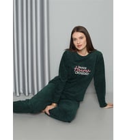 Akbeniz Welsoft Polar Kadın Pijama Takımı 8516 (Petrol)