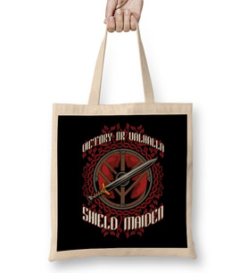 Victory Or Valhalla Shield Maiden Female Viking Bez Çanta Uzun Saplı