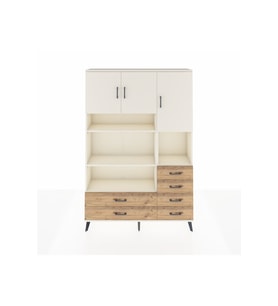 Arges Dolap 9 Raflı 6 Çekmeceli 3 Kapaklı 132x30x195 Aytaşı-Aytaşı/Çam