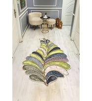 Modern Lazer Kesim Dijital Baskı Kaymaz Taban Halı H0416 (Çok Renkli)