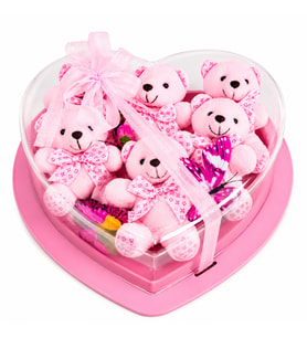 Pleksi Kalp Kutuda Pembe Mini Ayıcık – Premium Romantik Hediye Hanbeyi