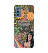 Samsung Galaxy M52 Uyumlu Vintage Kolaj Desenli Şeffaf Telefon Kılıfı