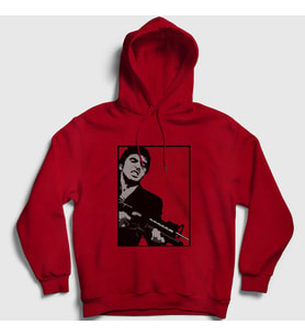 Presmono Unisex Kırmızı Fire Film Scarface Kapüşonlu Sweatshirt 250797tt