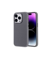 Apple iPhone 15 Pro Uyumlu Kılıf M-safe Şarj Özellikli Karbon Fiber Görünümlü Zore Troy Kapak (Gümüş)