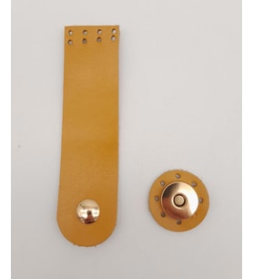 Angel Çanta Aksesuar 11x3 cm Hardal Gerçek Deri Düz Çanta Kapağı Light Gold Metalli