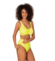 Endeep Kadın Büyük Beden Balenli Destekli Bağlama Detaylı Sarı Bikini Takımı