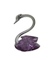 Büyük Boy Mor Kuğu Kristal Cam El Yapımı 10x12cm Tekli Biblo