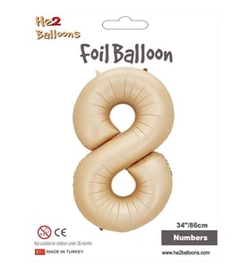 8 Rakam Karamel Folyo Balon 34"