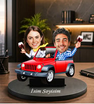 Sevgiliye Özel Karikatürlü Araba Biblo Kişiye Özel Çift Figürlü Romantik Sevgili Hediyesi