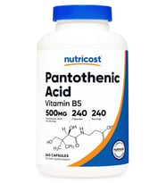 Nutricost Pantothenic Acid (Vitamin B5) 500mg, 240 Capsul.Abd Meşei (Renksiz)