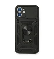 Apple İphone 11 Kılıf Pars Lens Yüzüklü Silikon - Siyah