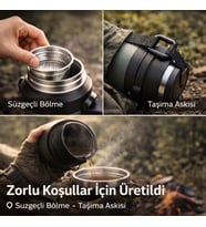 Profesyonel 68 Oz Pasianmaz Çelik 2 Litre Kamp Termosu Bardaklı Termos 24 Saat Sıcak 36 Saat Soğuk Taşınabilir Çelik 2Lt Kamp Termosu Siyah