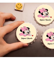 Gifttime İsme Özel Baskılı Minnie Mause Doğum Günü Açacak Magnet 10 adet