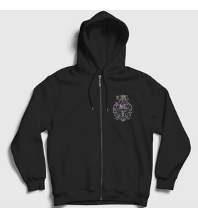 Presmono Unisex Siyah Skulls In Flames Fermuarlı Kapüşonlu Sweatshirt 84991tt