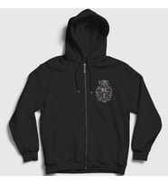 Presmono Unisex Siyah Skulls In Flames Fermuarlı Kapüşonlu Sweatshirt 84991tt
