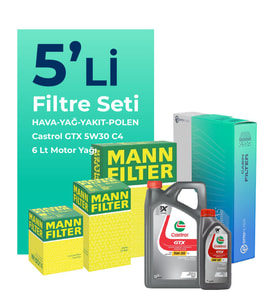 MANN Hyundai Tucson 2.0 Dizel Filtre Bakım Seti Castrol Motor Yağlı (2004-2012) 5 Li